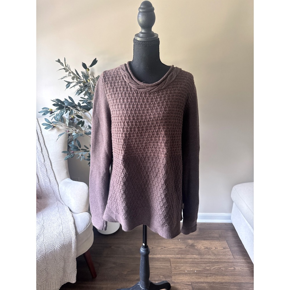 Woolrich Womens Dark Chocolate Cotton Honeycomb Sweater Braided Neck L 13682